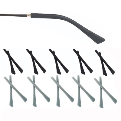 10 Pairs Eyeglasses Replacement Temples, Comfortable Eyeglass End Tips Ear Sock Pieces, Silicone Tube Sleeve End Tips for Thin Metal Eyeglass Legs(Black/Grey)