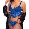 QIUXWJSX Lingerie Women Ladies Lace Lingerie Set and Thong Female Underwear Set Lace Push-Up Bra lingerie/B/XL view 1
