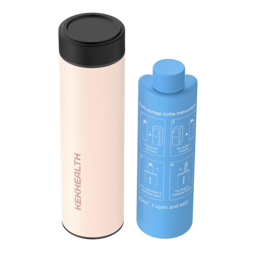 KEKHEALTH Insulin Cooler Travel Case Medicine Cool Bag 60H 3 Insulin Pens with QR Medical Travel Tag,Diabetic Travel Kits with Biogel Ice Pack (Rose Quartz)