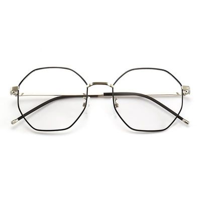 PARWANA Unbreakable Polygon Reading Glasses Retro Anti Blue Light Eyewear Computer Readers Anti Eyestrain Flat Light Mirror (Color : C1, Size : +250)
