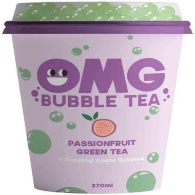Bubble Tea | Passion Fruit Green Tea With Popping Apple Bubbles 270ml (Pack Of 12) Delicious Tasty And Twisty Treat