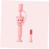 FRCOLOR Silicone Toothbrush First Toothbrush for Boys and Girls Oral Care Suction Cup Base Teething Pad Random Color view 2