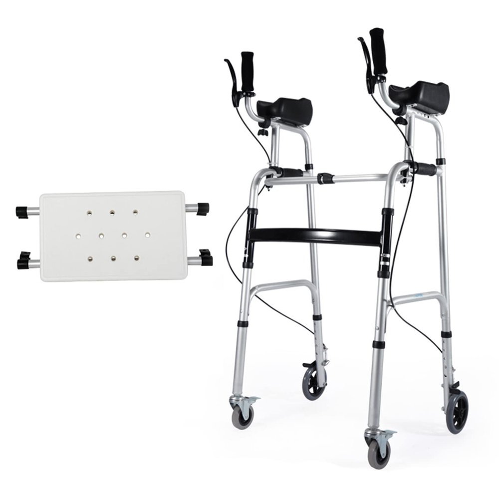 Wheeled Walking Frame, Height Adjustable Walker with Armrest Pads and Wheels, Foldable Rehabilitation Auxiliary Mobility Aids for Elderly Disabled,C Star of Light