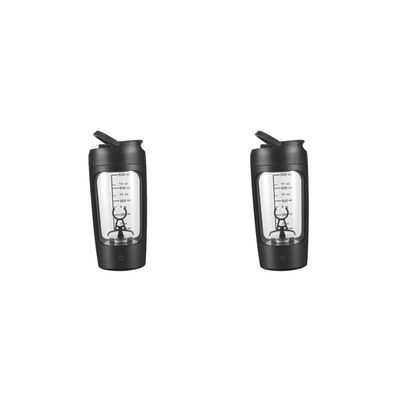 Adoorniequea 2 set Electric Protein Shaker Bottle Portable Mixer Cup for Milk Milkshakes Coffee black, 20x9.2x9.2 cm