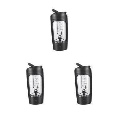Adoorniequea 3 set Electric Protein Shaker Bottle Portable Mixer Cup for Milk Milkshakes Coffee black, 20x9.2x9.2 cm