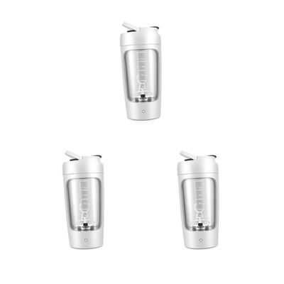 Adoorniequea 3 set Electric Protein Shaker Bottle Portable Mixer Cup for Milk Milkshakes Coffee white, 20x9.2x9.2 cm