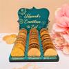 Personalised Chocolate Coin Eid Countdown Calendar, Fancy Plaque Design, Suitable for Various Coin Brands, Ideal Ramadan Gift, Size 130mm x 145mm x 140mm (Eid Green with Gold) view 1