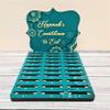 Personalised Chocolate Coin Eid Countdown Calendar, Fancy Plaque Design, Suitable for Various Coin Brands, Ideal Ramadan Gift, Size 130mm x 145mm x 140mm (Eid Green with Gold) view 2