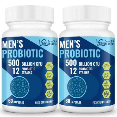 500 Billion CFU Probiotics for Men, 12 Diverse Strains Probiotics for Gut Health with Cranberry, Turmeric, Goji, for Digestive & Immune Health, Shelf Stable (60 Count (Pack of 2))