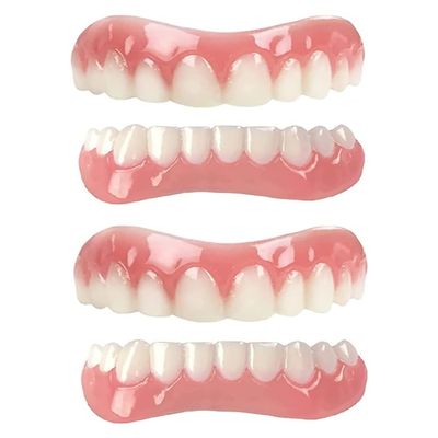 Clip in Veneers Teeth, 2 Pairs Snap On Veneers Teeth, Dentures False Teeth, Veneers Teeth, Clip On Veneers, Clip On Veneers Top and Bottom, for Men Women