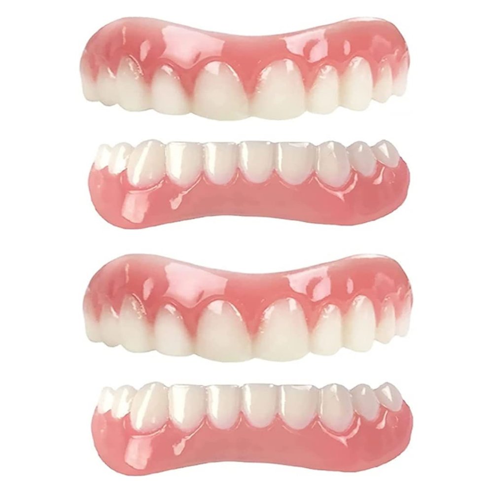 Clip in Veneers Teeth, 2 Pairs Snap On Veneers Teeth, Dentures False Teeth, Veneers Teeth, Clip On Veneers, Clip On Veneers Top and Bottom, for Men Women