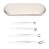 4Pcs Eyelash Extension Tweezers, Stainless Steel Lash Tweezers for Eyelash Extensions with Storage Box Fiber Tip Lash Tweezers Professional Precise Eyelash Tweezers for Home Salon view 1