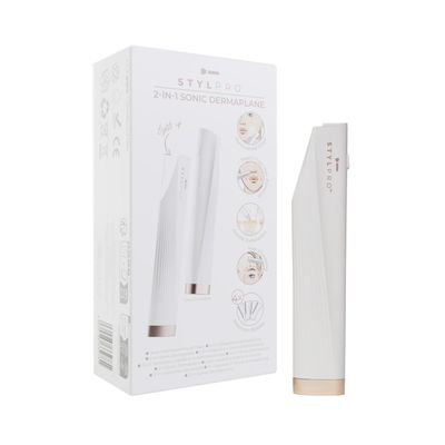 STYLPRO 2-in-1 Sonic Dermaplane & Trimmer: Illuminated Edge, Rechargeable, Wireless, Travel-Friendly. for Eyebrows, Peach Fuzz, Bikini Area. Safe, Painless Exfoliation with 3 Vibration Levels