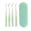 4Pcs Eyelash Extension Tweezers, Stainless Steel Lash Tweezers for Eyelash Extensions with Storage Box, Multifunctional Precise Eyelash Tweezers for Home Salon(Green) view 1