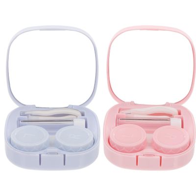 Healeved 2 Pack Travel Case Box for Circle Glasses Durable Plastic Leakproof Design
