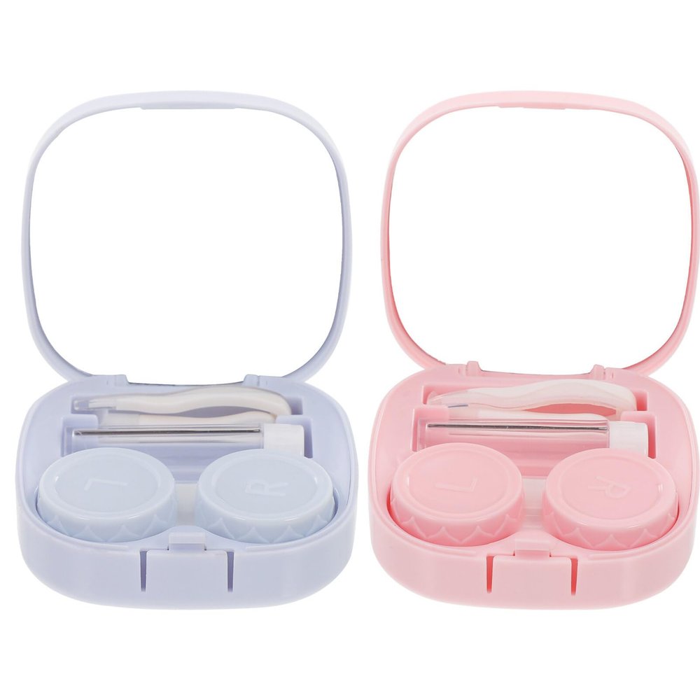 Healeved 2 Pack Travel Case Box for Circle Glasses Durable Plastic Leakproof Design