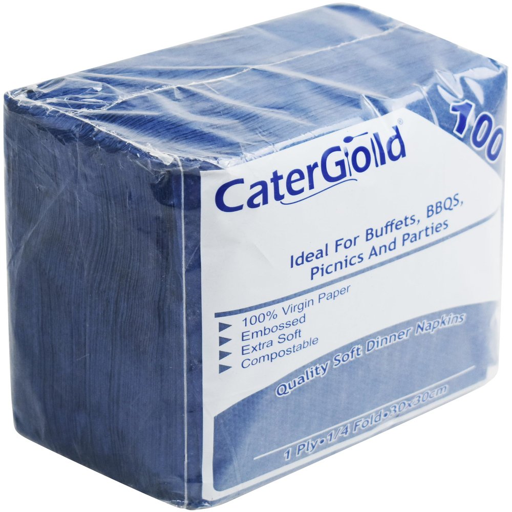 100 Soft Napkins 30 x 30cm Serviettes Tissue 1 Ply (Blue)