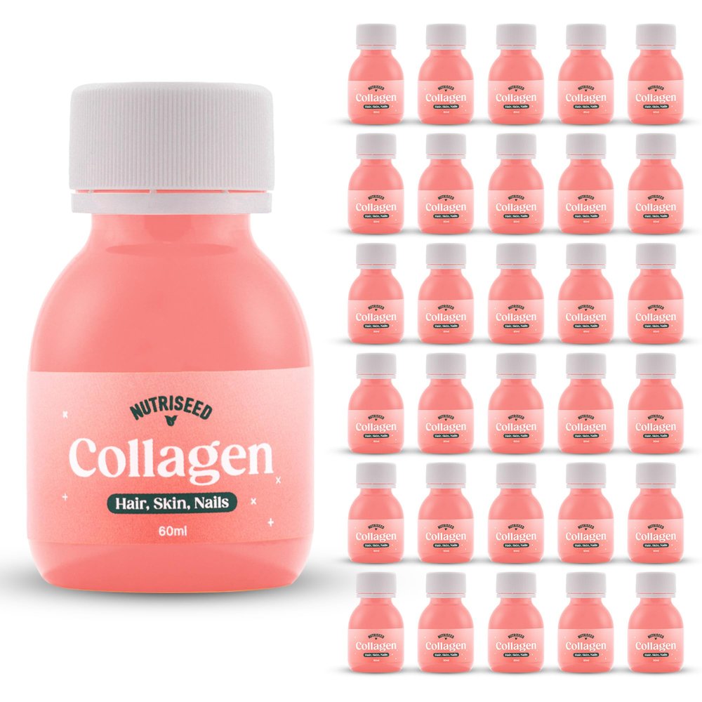 Nutriseed Collagen Shots (30 x 60ml) - High Strength 5000mg Marine Collagen Blended with Pineapple, Acerola Cherry, Strawberry, Lemon and Apple, Vitamin C, Supports Healthy Hair, Skin & Nails