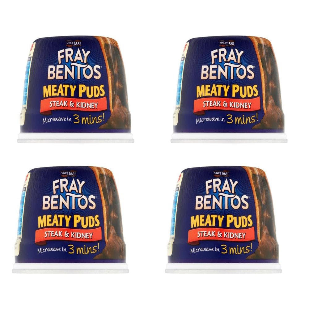 Frayy Bentos Steak & Kidney Meaty Puds 400g - Enjoy Some Meaty Goodness In Just a Few Minutes With This Delicious Frayy Bentos Steak & Kidney Pie - Pack of 4