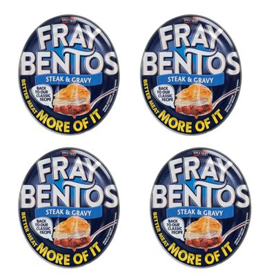 Frray Bentos Steak & Gravy 425g - Succulent Pieces Of Steak Covered In a Delicious Beefy Gravy And Topped By Our Signature Puff Pastry - Pack of 4