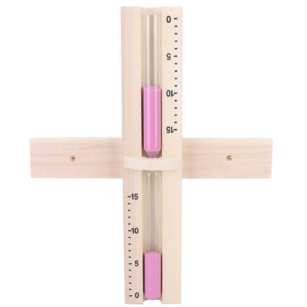 F&Y Elegant 15-Minute Wooden Sand Clock Glass Timer for Sauna - Wall-Mounted Hourglass with soft red Sands, Ideal for Home, Office, and Decorative Use
