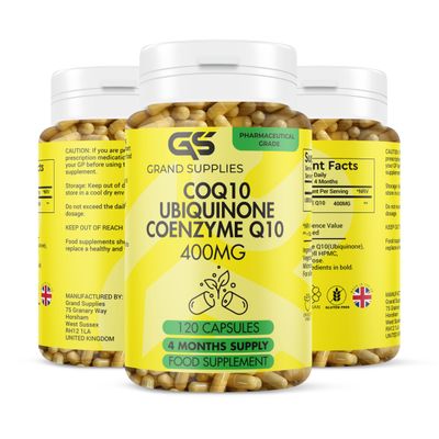 Coenzyme Q10 400MG - 120 Vegan Capsules (4 Month's Supply) - COQ10 High Strength - 100% Pure Naturally Fermented Coenzyme Q10 Supplement & High Absorption