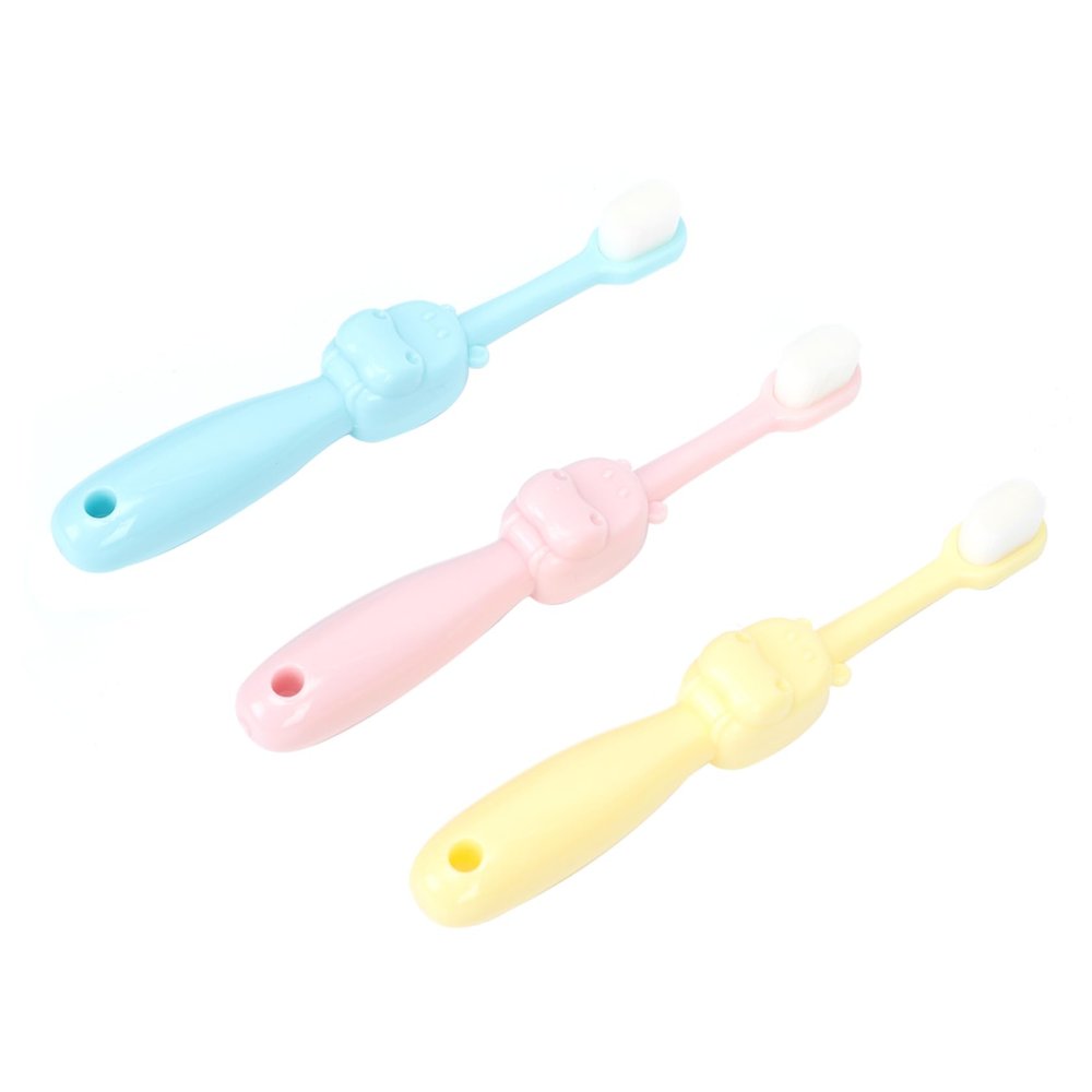 Beavorty 3pcs Cartoon Hippo Toothbrush Boy Girl Toothbrush Set Soft Bristle Deep Clean Brush