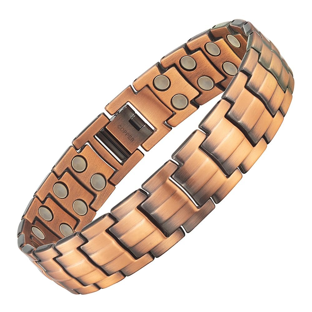 Willis Judd Mens Copper Magnetic Bracelet Double Strength Magnetic Bracelets for Men Adjustable Length with Sizing Tool -style 4