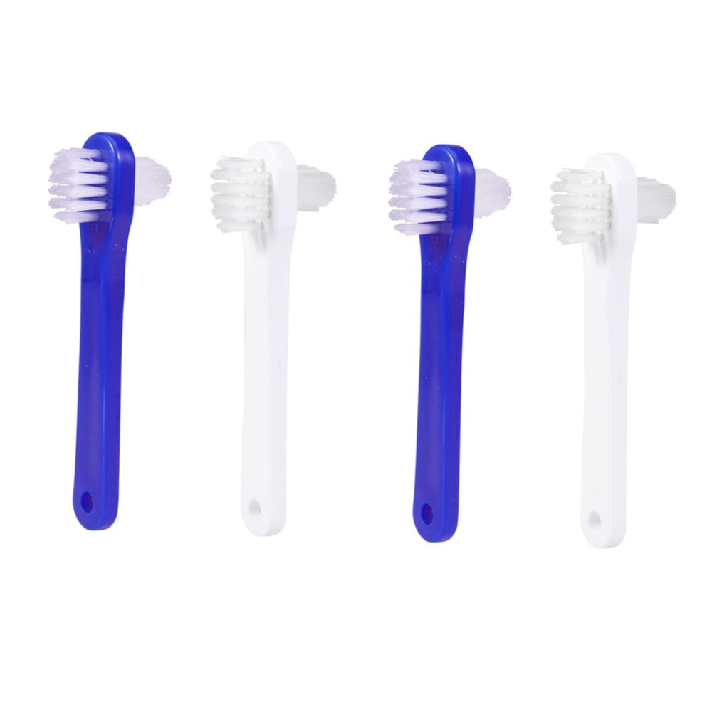Beavorty 4pcs Double Head Brush Set, Dual Sided False Teeth Cleaning Toothbrush Soft Bristles for Oral Hygiene, Suitable for Denture Care and False Teeth Maintenance