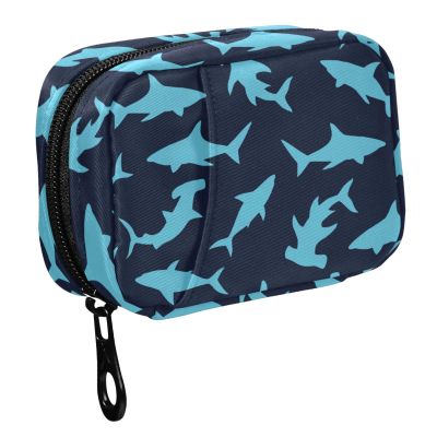 Fustylead Sharks Pill Organizer Case with Zipper 2 Times A Day for Vitamin and Supplement, 7 Day Travel Organizer Medicine Case