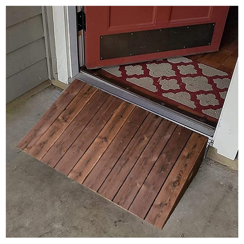 4" 7" 8" 10" 12" Rise Wooden Threshold Ramp For Home/Front Door/Yard/Doorways, Wheelchairs Walkers Car Motorcycle Entry Stair Steps Transition Ramp (23.6X39.4X12In/60X100X30Cm)