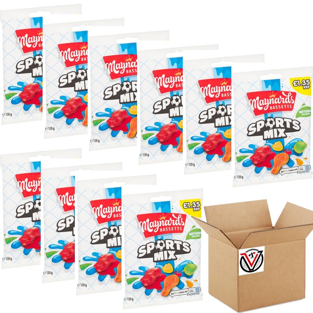 10 x Maynardds Bassets Sports Mix Sweets Bag 1.35 PMP 130g - VIMIX | Full Box