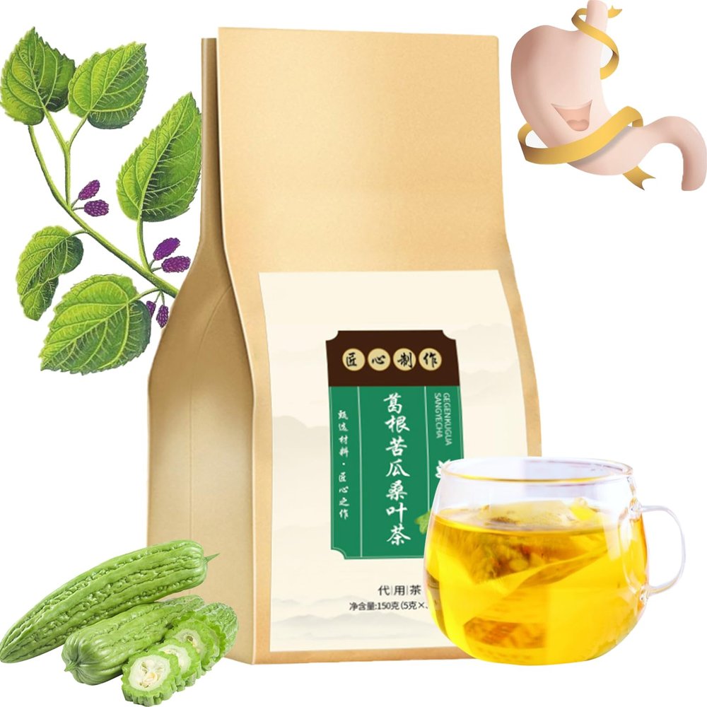 100% Natural Bitter Melon and Mulberry Leaf Tea, Organic Wellness Bitter Melon and Mulberry Tea Bag, Colon Cleanser Detox Herbal Tea (1 Bag)