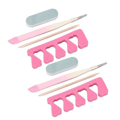 Straight Tip Nail Tweezers Rhinestone Manicure Set with Finger Separator Sponge Sanding Bar for Home Use