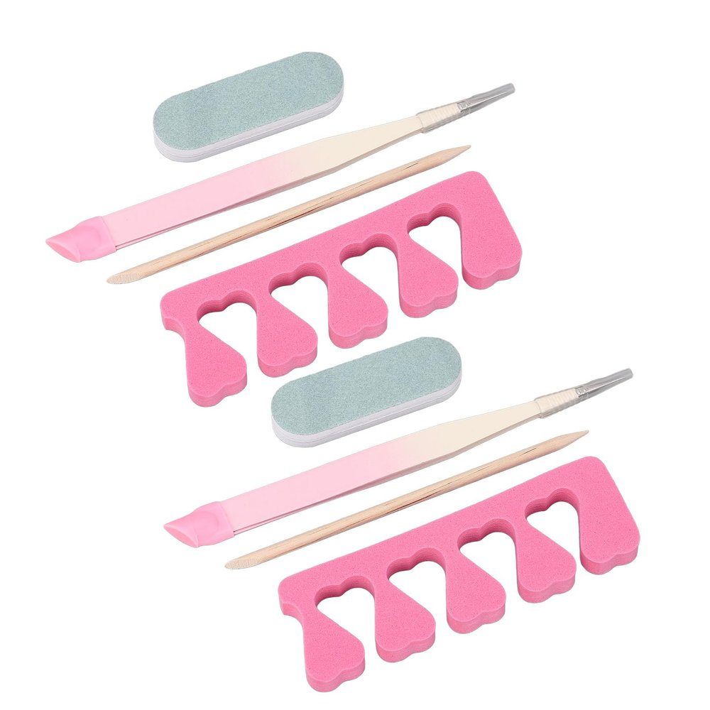 Straight Tip Nail Tweezers Rhinestone Manicure Set with Finger Separator Sponge Sanding Bar for Home Use