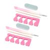 Straight Tip Nail Tweezers Rhinestone Manicure Set with Finger Separator Sponge Sanding Bar for Home Use view 3