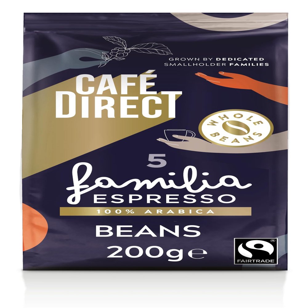 Cafdirect Fairtrade Familia Espresso Whole Bean Coffee 200g