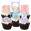 Gaming Cupcake Toppers, Edible Gamer Girl Cake Decorations #2, Edible Video Game Party Decorations, Pink Gaming Controller Cake Toppers, Cute Game Console Cupcake Toppers, Purple Switch (Precut, 24) view 1