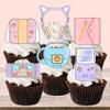 Gaming Cupcake Toppers, Edible Gamer Girl Cake Decorations #2, Edible Video Game Party Decorations, Pink Gaming Controller Cake Toppers, Cute Game Console Cupcake Toppers, Purple Switch (Precut, 24) view 2