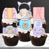 Gaming Cupcake Toppers, Edible Gamer Girl Cake Decorations #2, Edible Video Game Party Decorations, Pink Gaming Controller Cake Toppers, Cute Game Console Cupcake Toppers, Purple Switch (Precut, 24) view 4