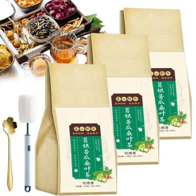 Pueraria Balsam Pear and Mulberry Leaf Tea, 5.2oz/150g Premium Natural Mulberry Leaf Tea, Bitter Gourd Mulberry Leaf Tea, Healthy Herbal Tea Sugar Free Caffeine Free No Additives (3Pcs)