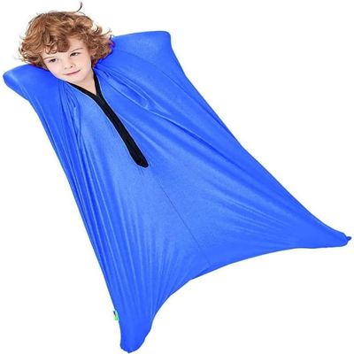 BANTASE Compression Sock With Snug Sensory Sack Body Sock Calming Therapy Blanket Stress Relief Anxiety Autism ADHD ADD Tactile Items For Therapeutic Play (Color : Blau, Size : XL)