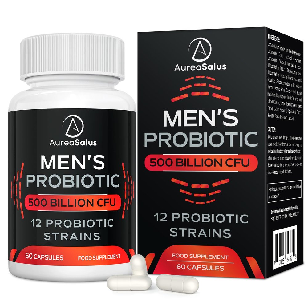Probiotic for Men, 500 Billion CFU 12 Strains, Men's Probiotic with Cranberry, Turmeric, Goji Berry, Probiotics for Gut & Digestive Health, Gluten and Dairy Free, 60 Capsules (60 Count (Pack of 1))