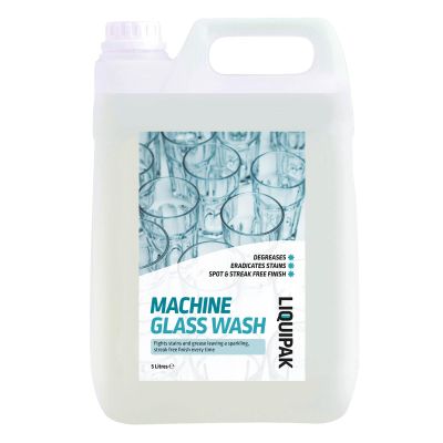 Liquipak Machine Glass Wash 5L  Automatic Glasswash Machine Liquid Cleaner & Detergent. Industrial strength formula for spotless, streak-free glassware.