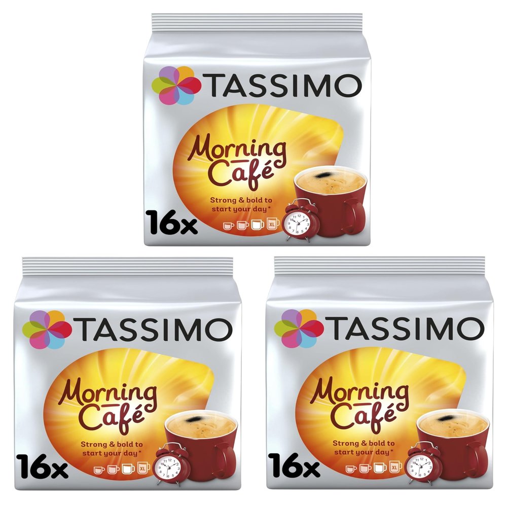 Tassimo Morning Caf Coffee Pods x16 (Pack of 3, Total 48 Drinks)