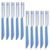 10 Pcs Beard Mustache Straight Edge Razors, Blue Men's Beards Edgers Trimmer Shaping Tool Eyebrow Razor Stainless Steel Blade for Facial Hair Fuzz Remover Hair Shaver, Replacement for Grooming Styling view 1
