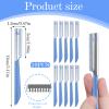 10 Pcs Beard Mustache Straight Edge Razors, Blue Men's Beards Edgers Trimmer Shaping Tool Eyebrow Razor Stainless Steel Blade for Facial Hair Fuzz Remover Hair Shaver, Replacement for Grooming Styling view 2