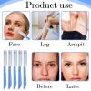 10 Pcs Beard Mustache Straight Edge Razors, Blue Men's Beards Edgers Trimmer Shaping Tool Eyebrow Razor Stainless Steel Blade for Facial Hair Fuzz Remover Hair Shaver, Replacement for Grooming Styling view 4