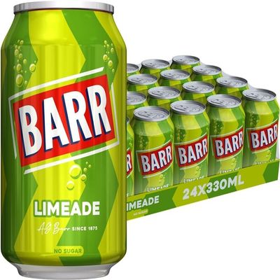 Khudadad BARR Fizzy Drink Cans, No Sugar, 24 x 330 ML UK - 24 pack (24x, Limeade, No Sugar)