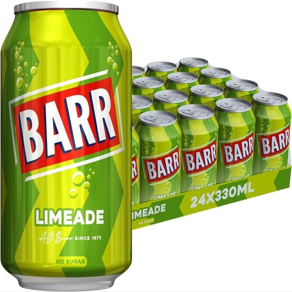 Khudadad BARR Fizzy Drink Cans, No Sugar, 24 x 330 ML UK - 24 pack (24x, Limeade, No Sugar)